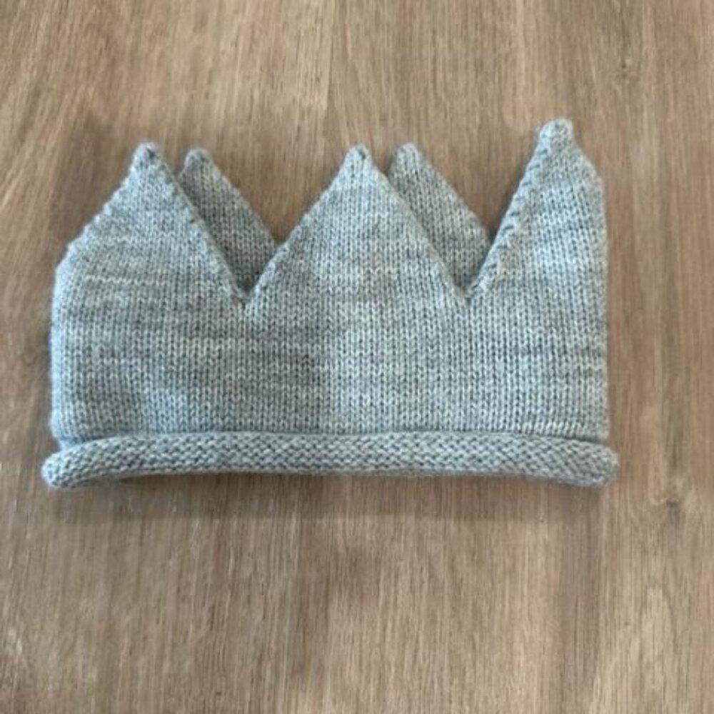 Cloud Island Baby Knit Crown- Gray 0-6M
